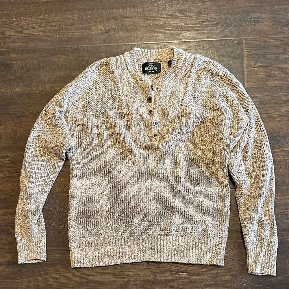 Men’s Beige Henley Sweater